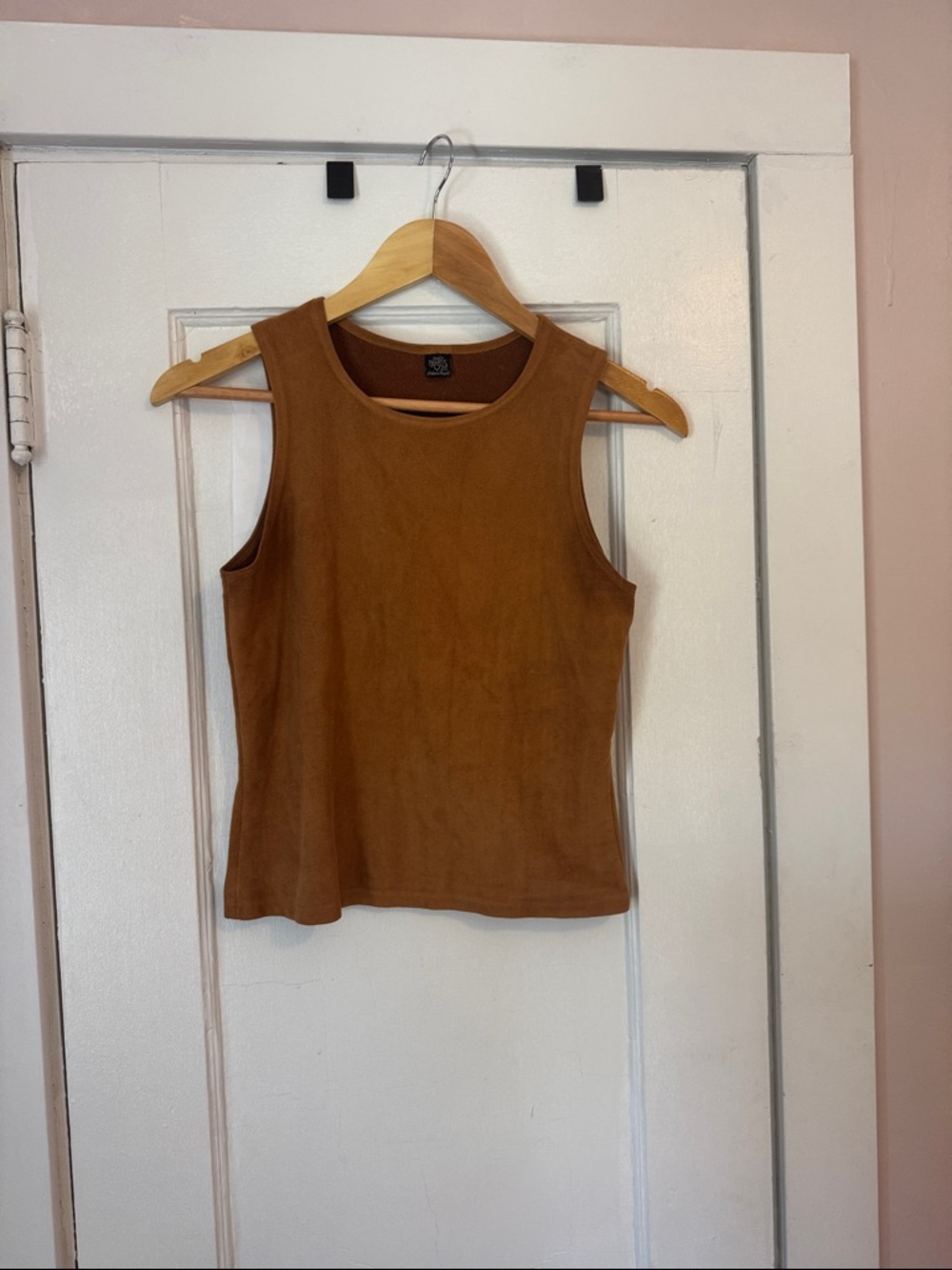 Vintage Suede-Look Tank Top in Cognac Brown